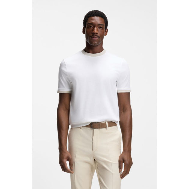 Boss Contrast-tipping Slim-fit T-shirt White XLarge 4