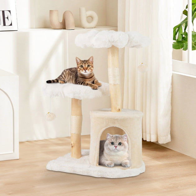Hivvago Solid Wood Cat Tree White Medium 2