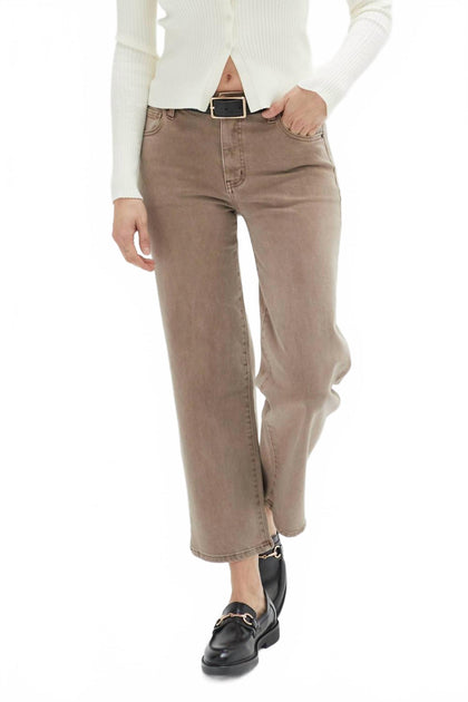Oliver Logan Addington Ankle Crop Mid Rise Jean Brown 33 4