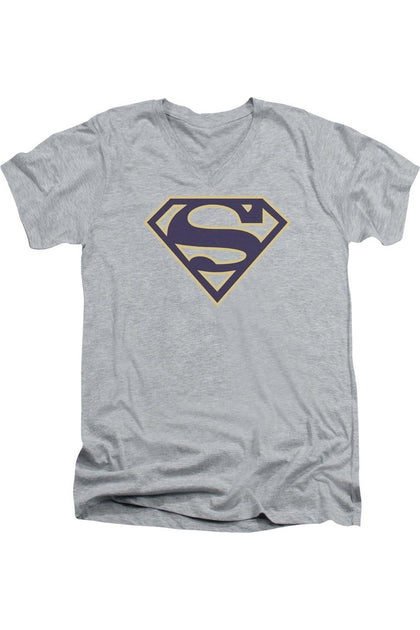 Gildan Superman Shield V-Neck Grey Medium 2