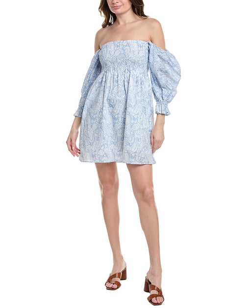 Serenette Smocked Mini Dress Blue Small 2