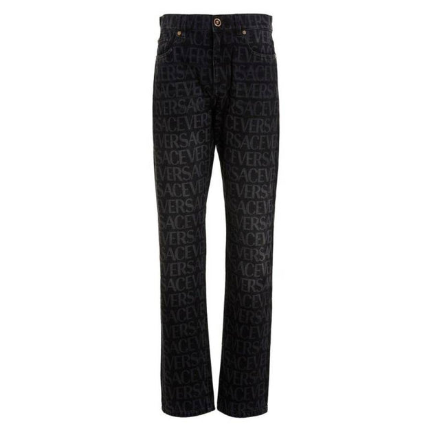 Versace All-Over Logo Denim Jeans Schwarz 32 2