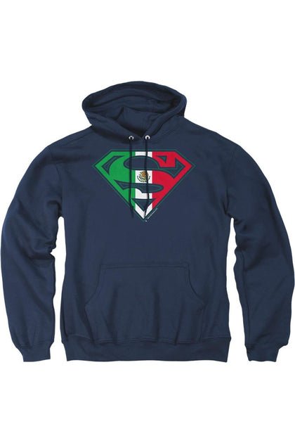 Gildan Superman Mexican Shield Hooded Sweatshirt Blue Large 2