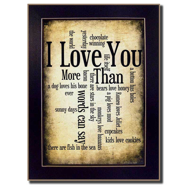 Hivvago I Love You 1 Framed Print Wall Art Black 3