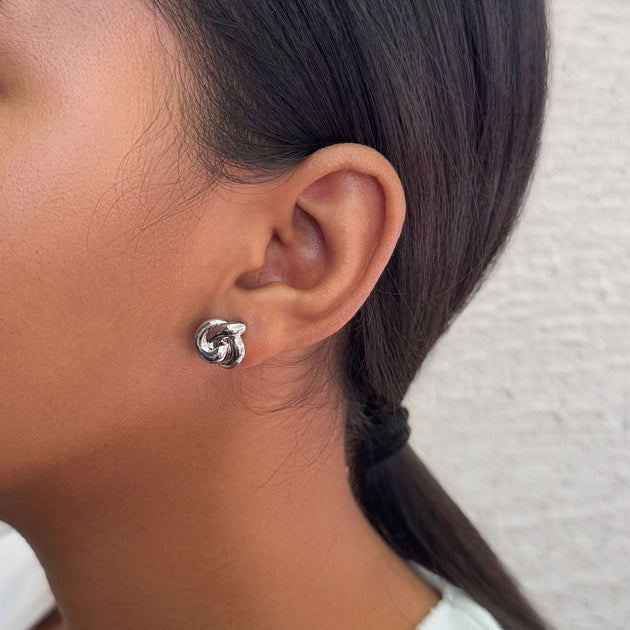 Adornia Chubby Knot Studs Silver 3