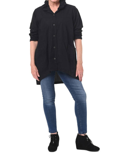 Tulip Clothing Dorian Button Down Blouse Black Medium 3