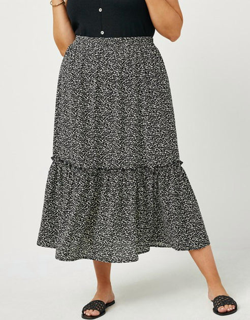 Hayden LA Dotted Tiered Midi Skirt Grey 3X 2