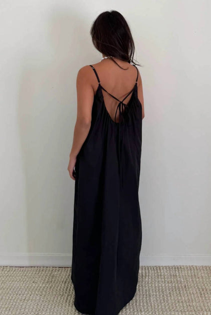 Et Clet Spaghetti Strap Maxi Dress Black Medium 4
