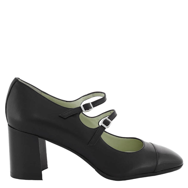 Carel Double Straps Leather Heel Pumps Green US 7 2