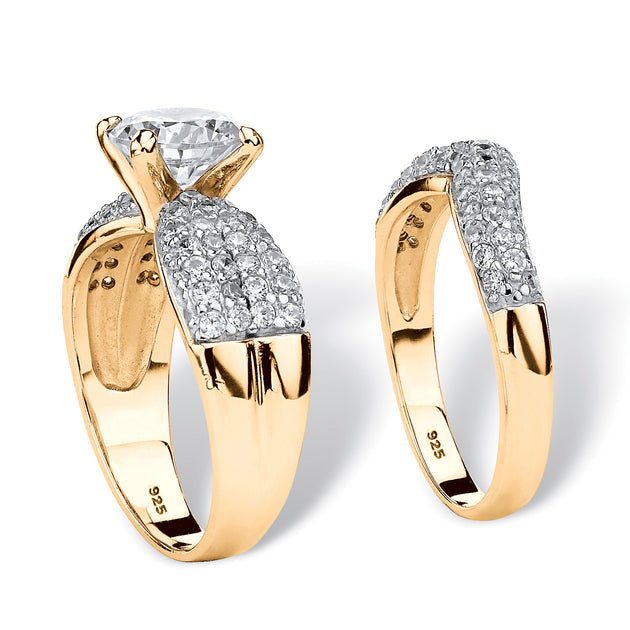 Palm 3.21 TCW Round CZ Bridal Set Silver US 8 3
