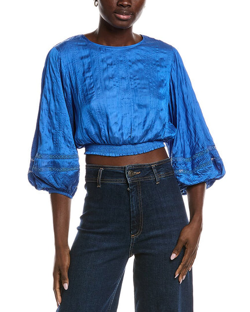 Maje Balloon Sleeve Blouse Blue Large 2