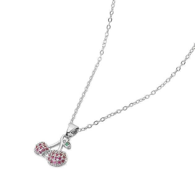 FASHNZFAB Cherry Pendant Necklace Silver One Size 4