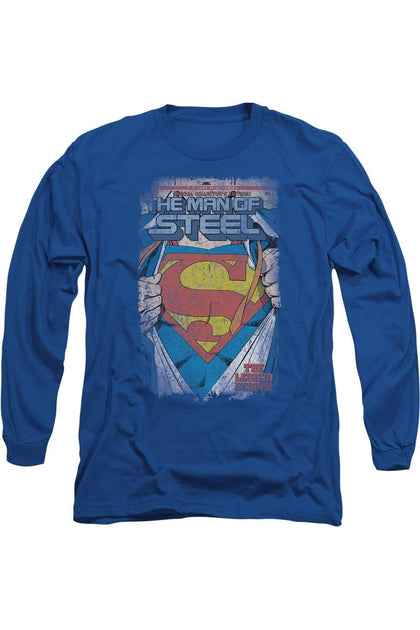 Gildan Superman Legendary Long Sleeve Tee Blue Medium 2