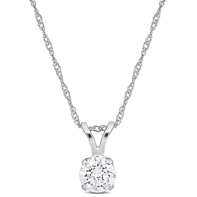 Created Forever 1/2ct TW Lab-Grown Diamond Solitaire Necklace 14k White Gold 17in Silver 2