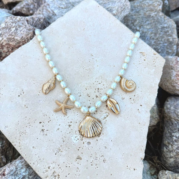 Adornia Pearl Sea Charms Necklace Silver 4