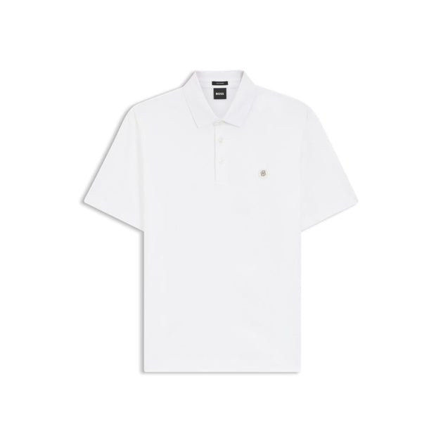 Boss Mercerized Cotton Polo Shirt White Small 2