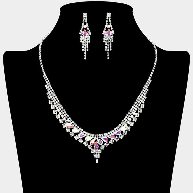 FASHNZFAB Teardrop Stone Cluster Accent Necklace Multi One Size 6