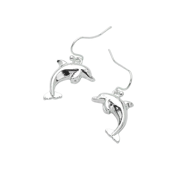 FASHNZFAB Dolphin Dangle Earrings Green 3