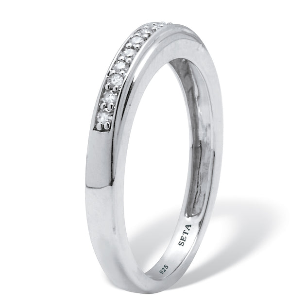 Palm .13 TCW Diamond Sterling Silver Wedding Ring Silver US 9 3