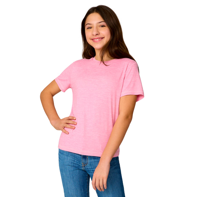 Free Country Girls' Microtech Crew Neck Shirt Blue Small 4
