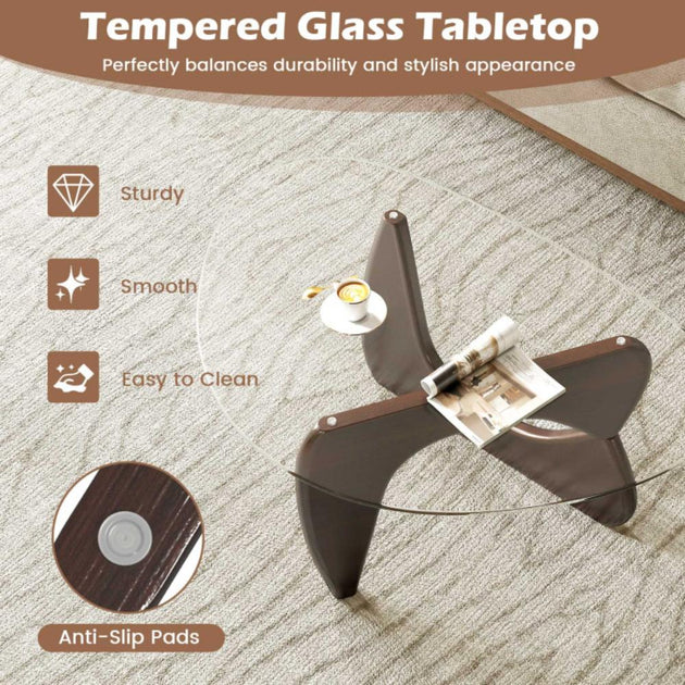 Hivvago Triangle Coffee Table Natural/Walnut 5