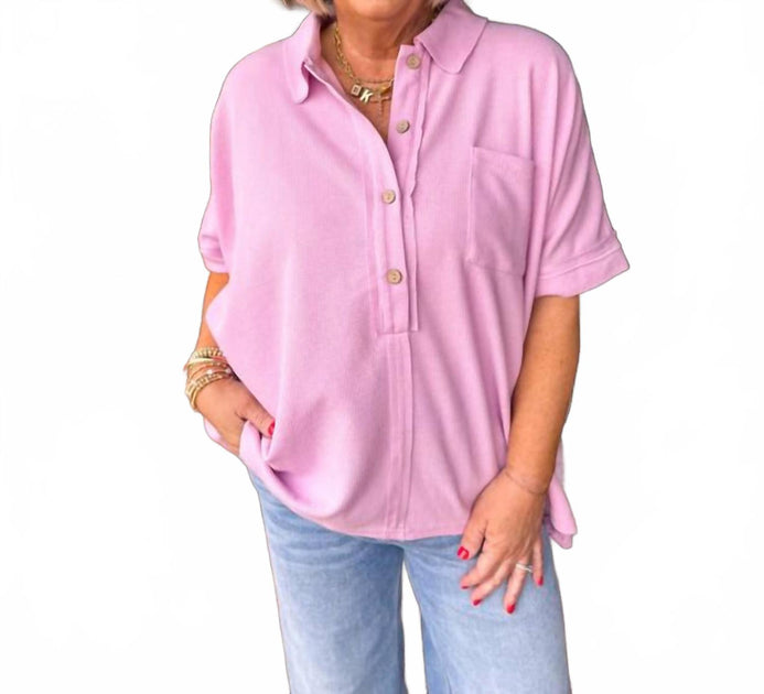 Umgee Button Up Top Purple Medium 2