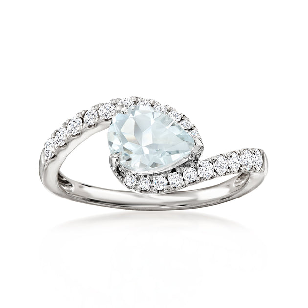 Ross-Simons Aquamarine Lab-Grown Diamond Ring Blue US 8 2