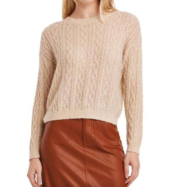 Another Love Sari Sparkle Cable Knit Sweater Beige XSmall 2