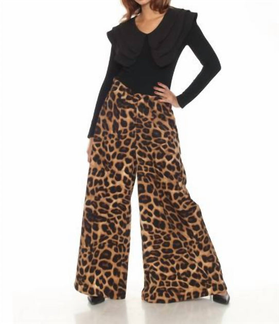 AZI Wide Leg Palazzo Pant Brown Medium 2