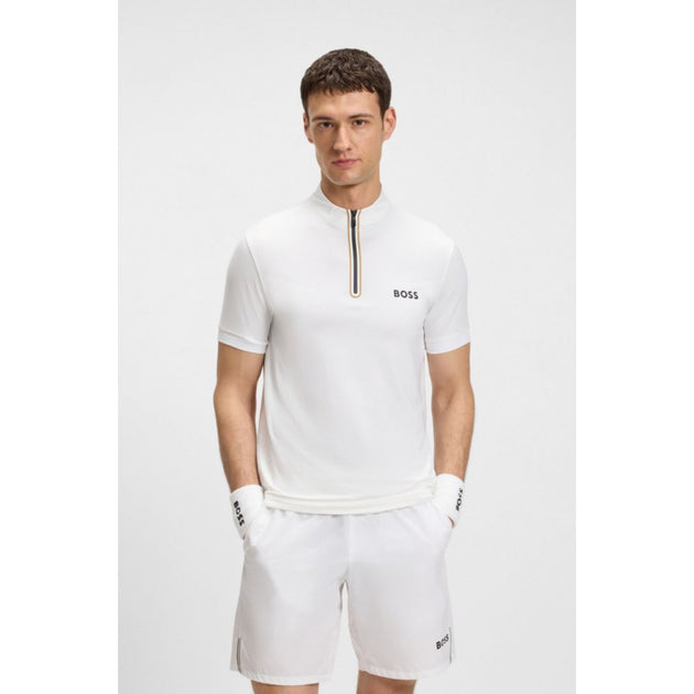 Boss Active Zip-Neck T-Shirt White XL 4