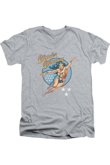 Gildan Wonder Woman V-Neck T-Shirt Grey Medium 2