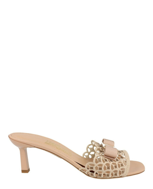 Ferragamo Glo Bow Mules Beige US 10 2