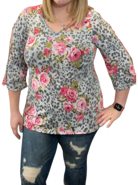 honeyme Shoulder Cutout Tunic Top Grey XLarge 2