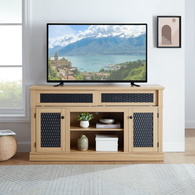 Streamdale Embossed Pattern TV Stand Light Oak 2
