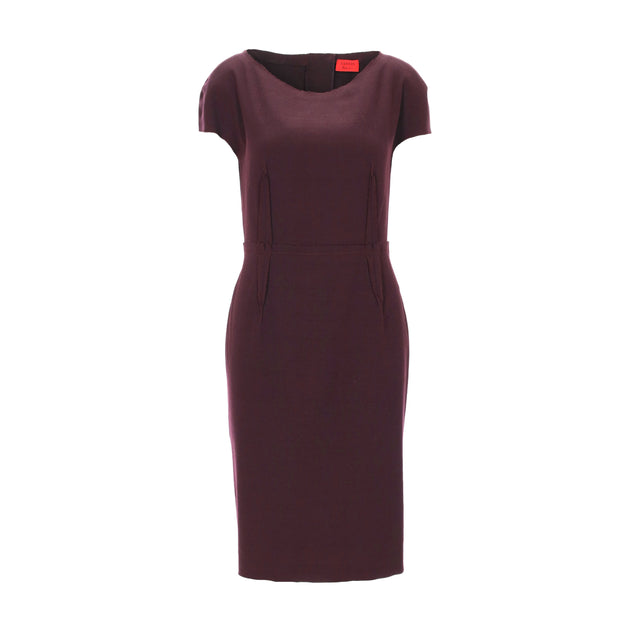 Lanvin 2011 River Sheath Midi Dress Burgundy EU 40 2