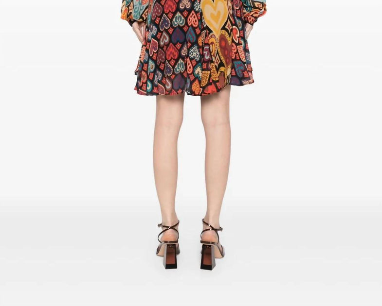 farm rio hearts ikat long-sleeve mini shirt dress Black Hearts Ikat Mini Skirt FARM Rio