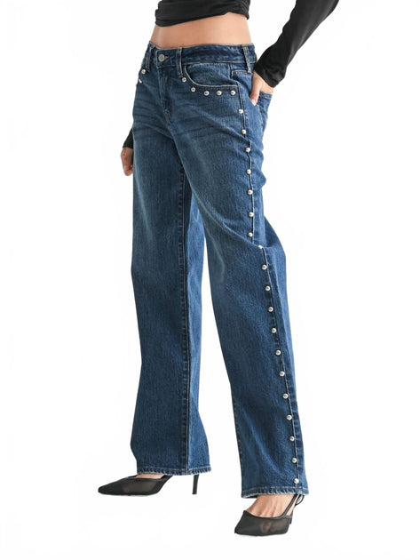 JBD Low Rise Studded Baggy Jean Blue 30 3