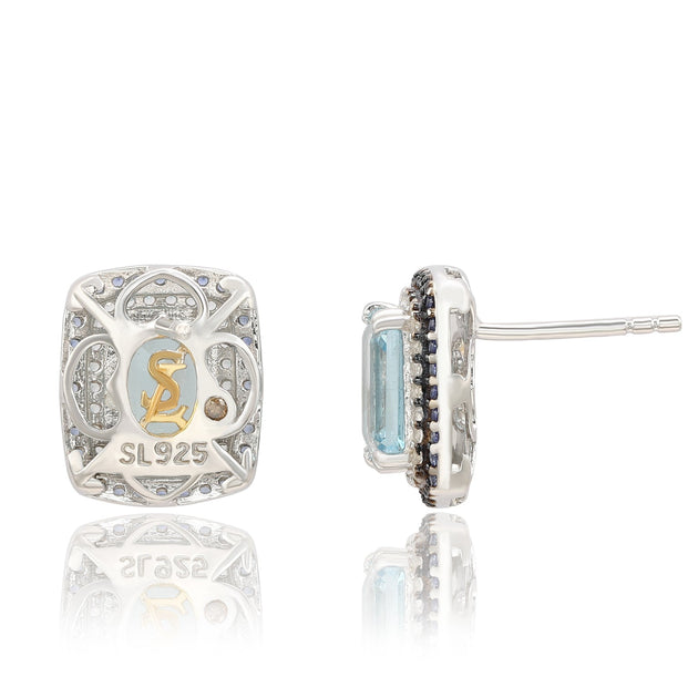 Suzy Levian Sterling Silver Blue Topaz Sapphire Stud Earrings Blue 4