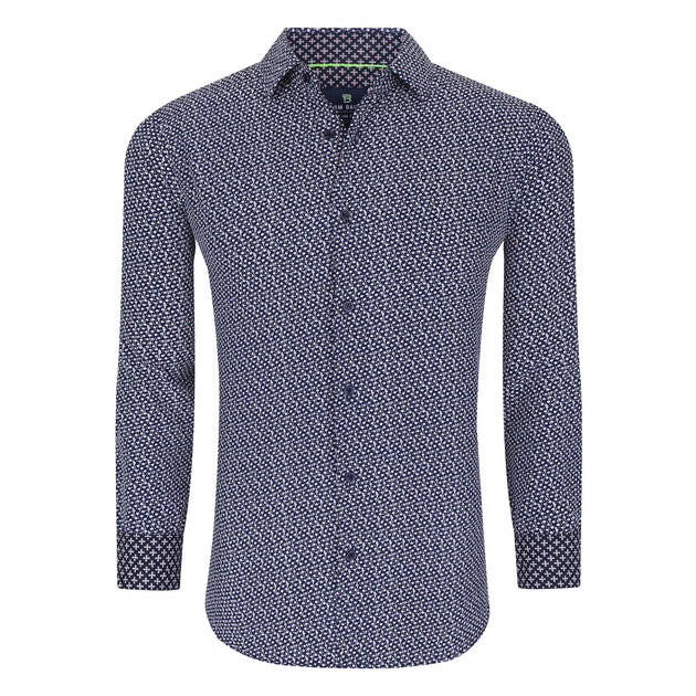 Tom Baine Slim Fit Performance Long Sleeve Button Down Geometric Multi Small 2