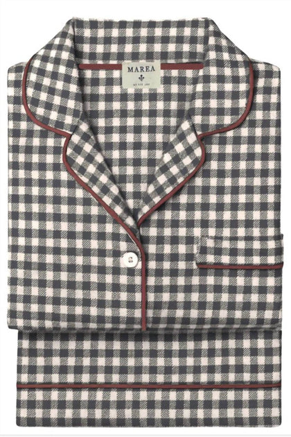 Marea Gingham Flannel Pajama Set Blue XSmall 3