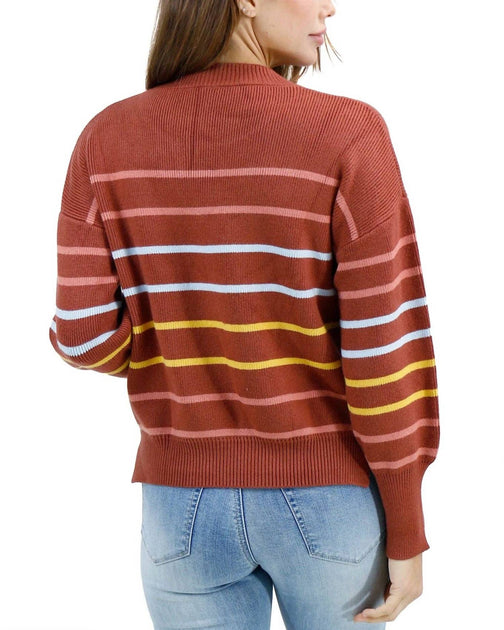 Grace and Lace Crew Neck Striped Sweater Multi Large 3