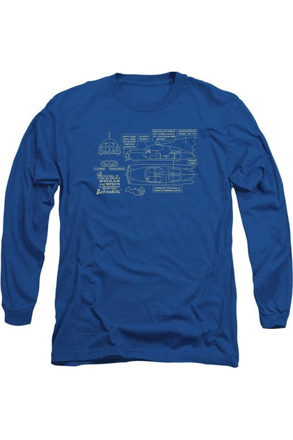 Gildan Batman Batmobile Long Sleeve T-Shirt Blue XL 2