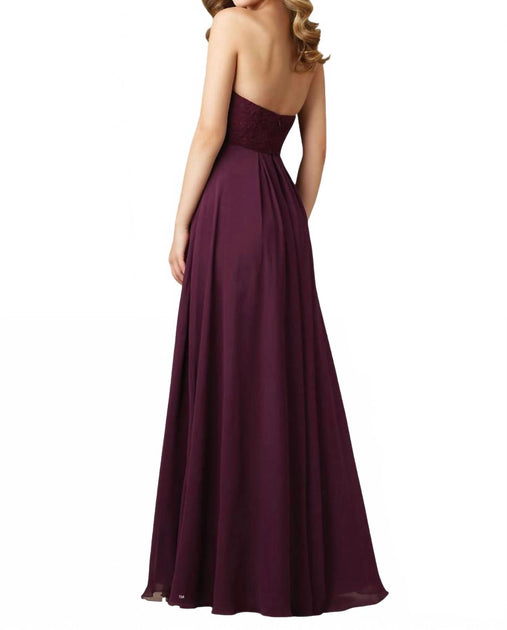 Morilee Chiffon And Lace Strapless Dress Purple US 8 3