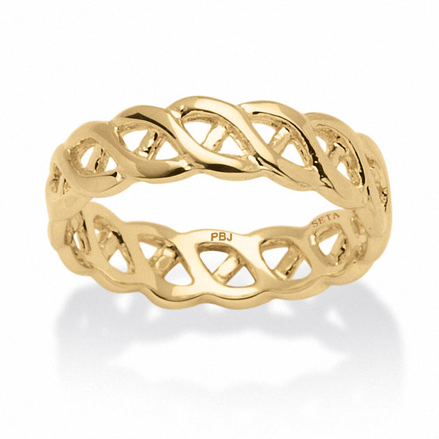 Palm Braided Link Ring Silver US 9 2