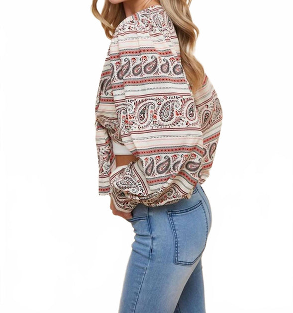 Saints & Hearts Paisley Kimono Crop Top Multi Large 3