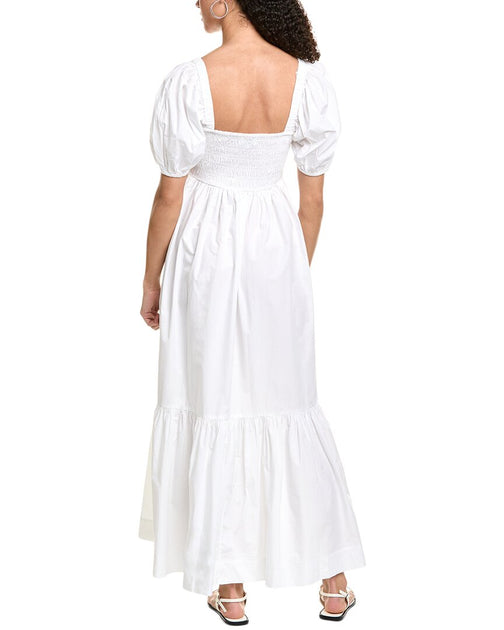 ganni smocked dress Poplin Maxi Dress, White / 34 Sherri Hill Dress 57430 Woodall Shirt Dress | This dress features a SIZE:30/32