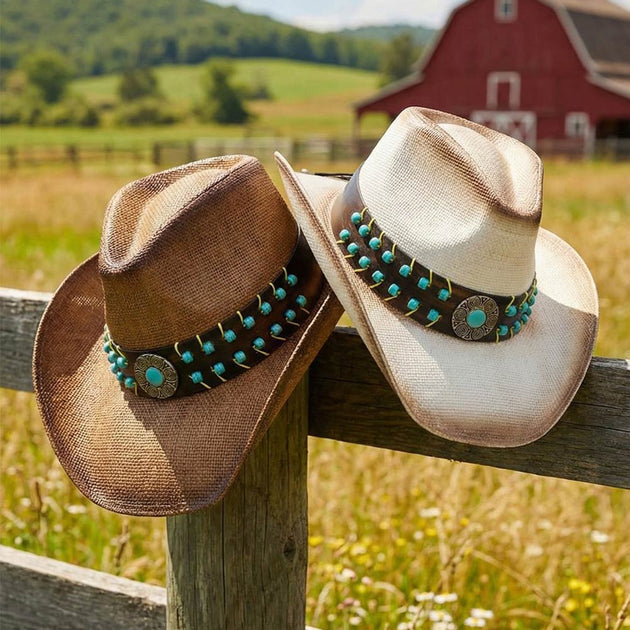 FASHNZFAB Western Straw Cowboy Hat Multi One Size 4
