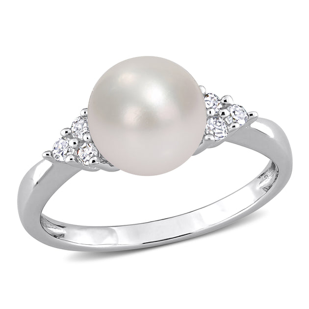 Mimi & Max Pearl Diamond Ring Silver US 11 2