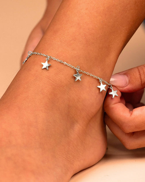 Sterling Forever Sabina Star Charm Anklet Silver 3