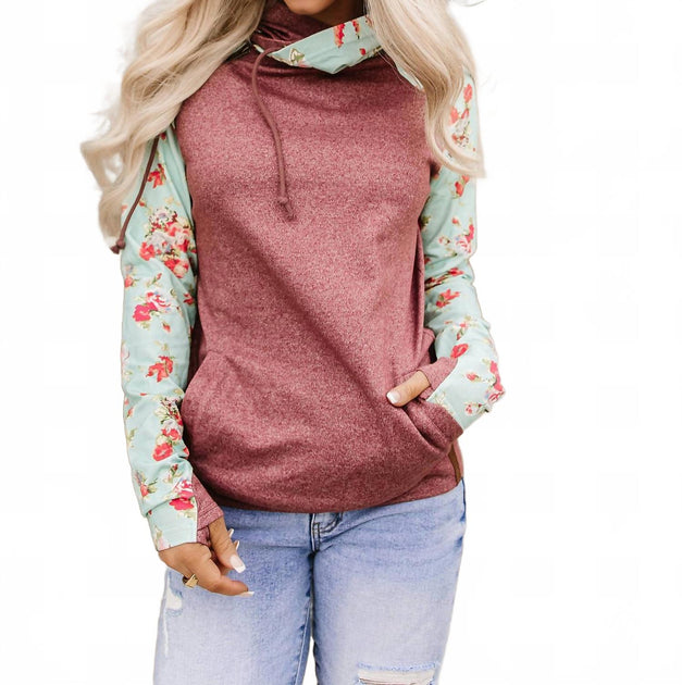 AMPERSAND AVE Double Hood Sweatshirt Pink Small 3